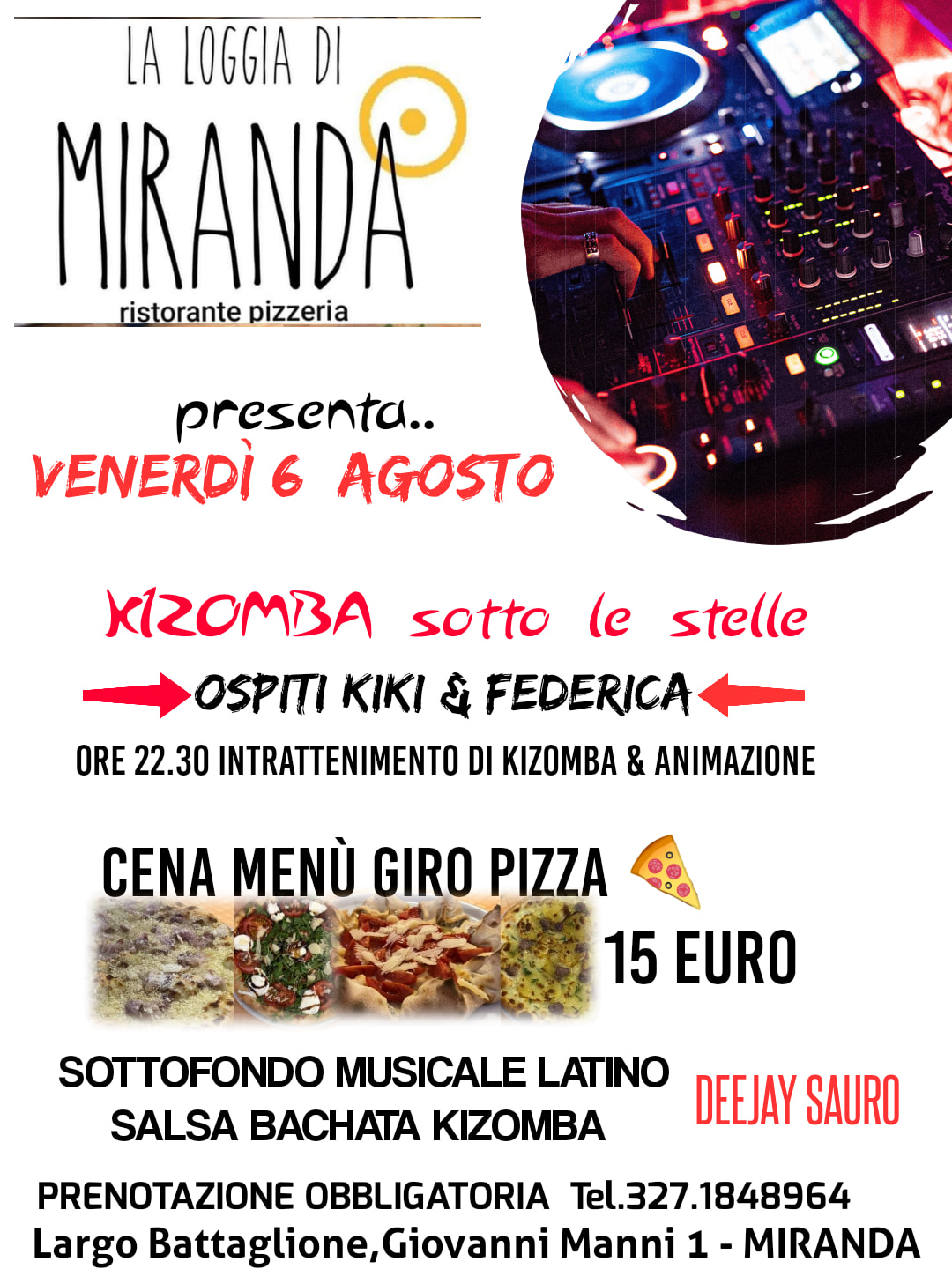 Musica latina e KIZOMBA alla Loggia di Miranda