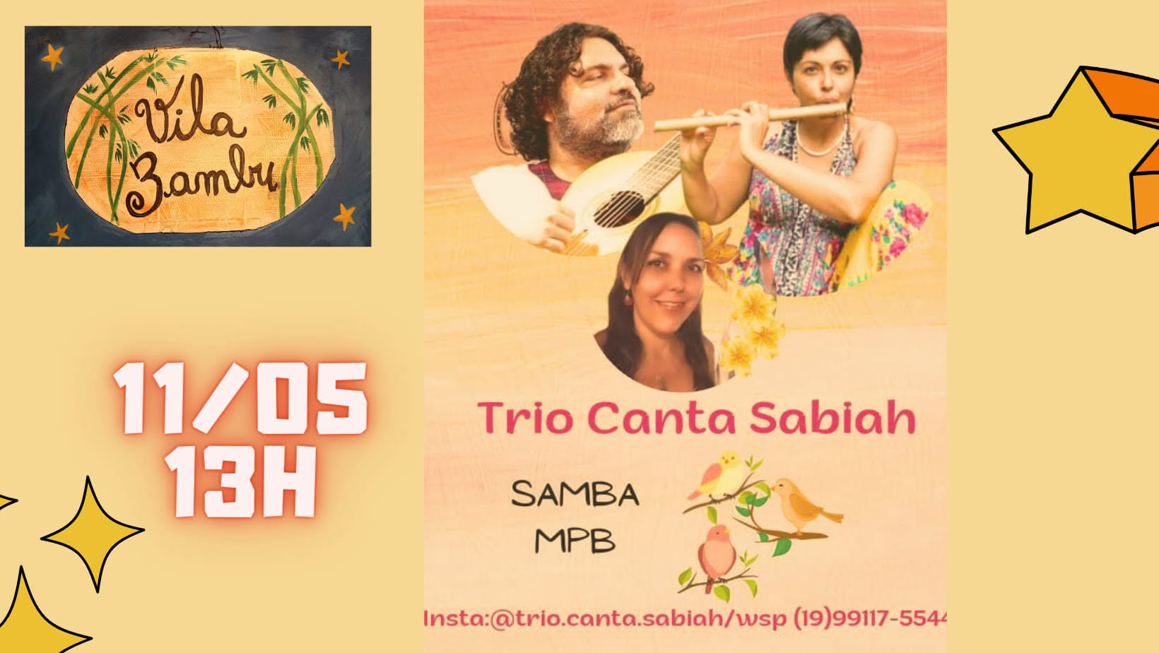 Trio Canta Sabiah no Vila Bambu