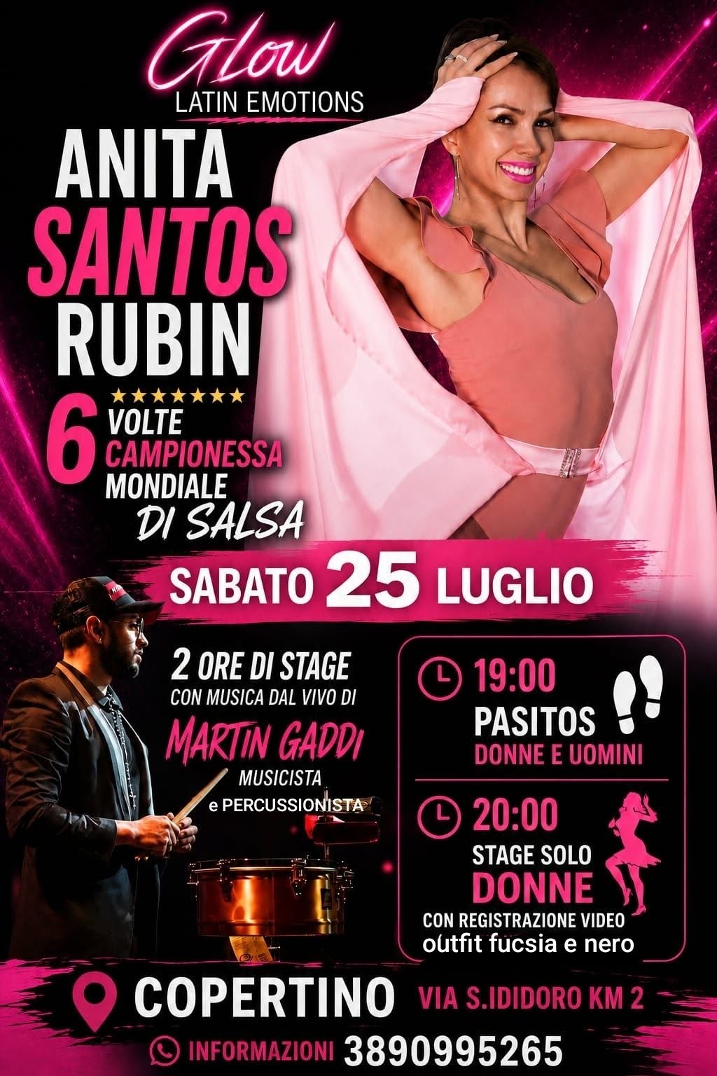 Anita Santos Rubin al Glow stage di Salsa