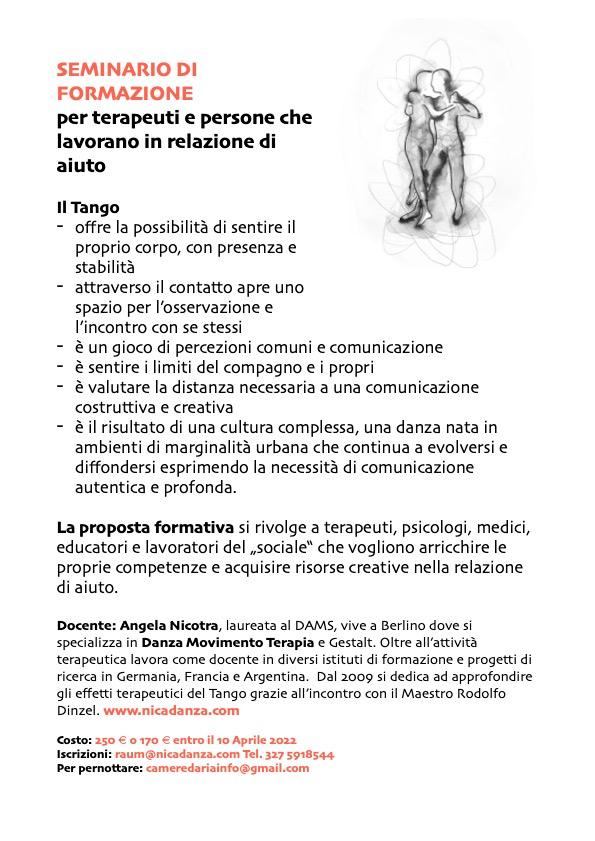 Presentazione Seminario: Elementi di Tango