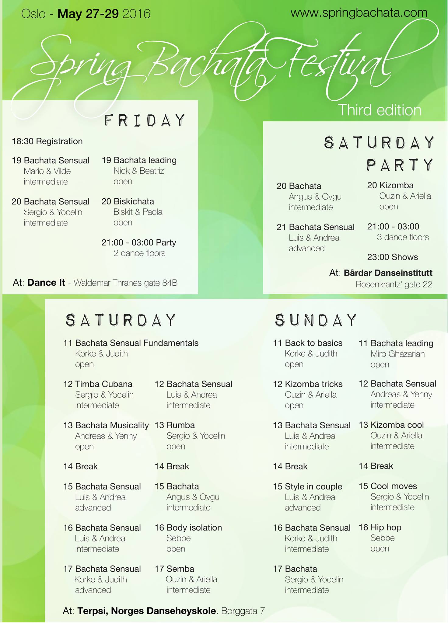 Spring Bachata Festival, edition 2016