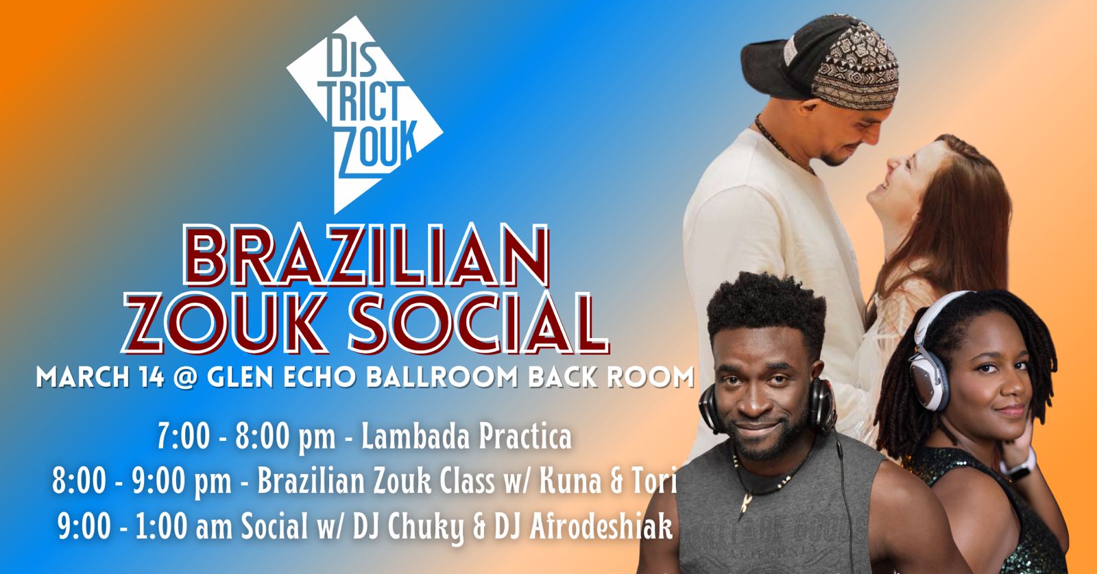 Brazilian Zouk Social w Kuna & Tori, DJ Chuky & DJ Afrodeshiak