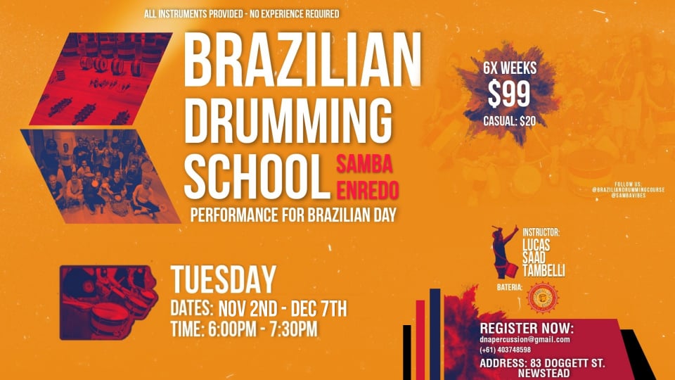 Brazilian Drumming School - 6x Weeks Samba Enredo Course