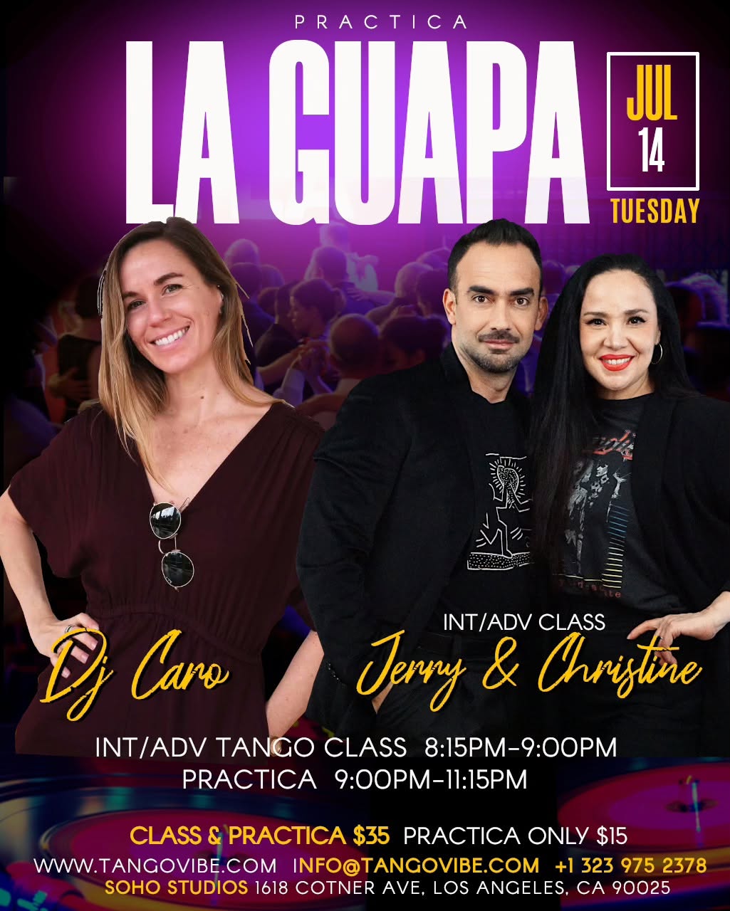 La Guapa Tango Tuesdays -DJ Caro- Int Adv Class by J&C No partner needed
