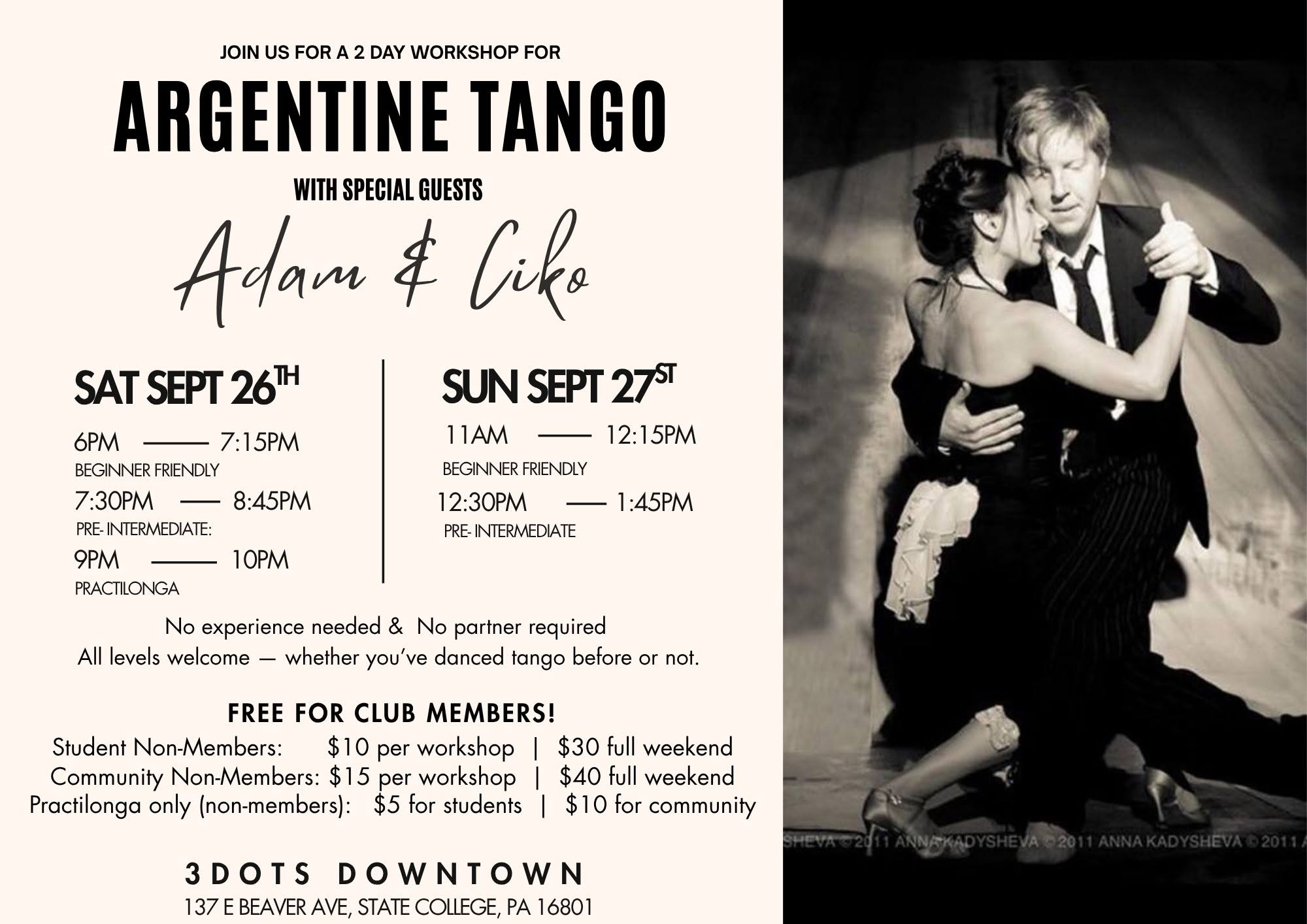 Tango Workshop with Adam and Ciko