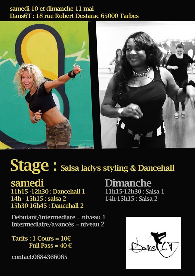 Stage Salsa ladies slyling avec Franceska & Dancehall avec Booxy - à Dans6t le 10 et 11 Mai