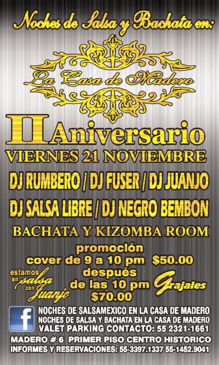2do ANIVERSARIO noches de SALSA &' BACHATA en la casa de madero