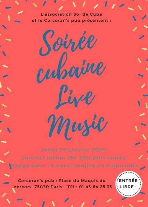 Afterwork cubain SOL de CUBA au Corcoran's concert salsa latino