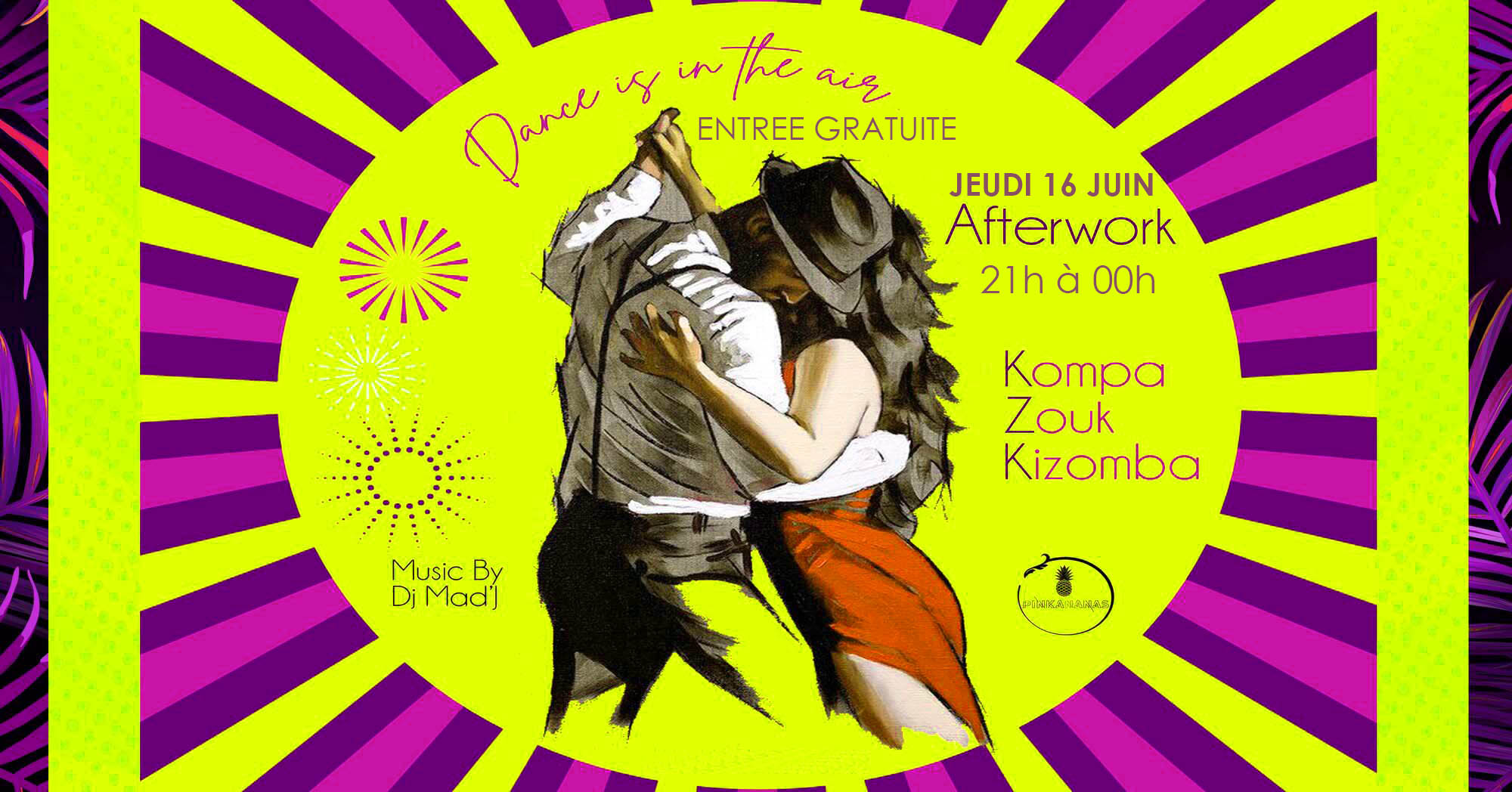 Soirée Kompa Zouk Gouyad Dj Mad'J au Pinkananas St Gilles ENTREE GRAUITE Jeudi 16 JUIN 21h 00h