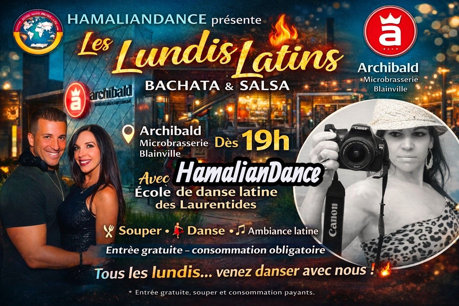 Les Lundis Salsa Bachata à L’Archibald Blainville