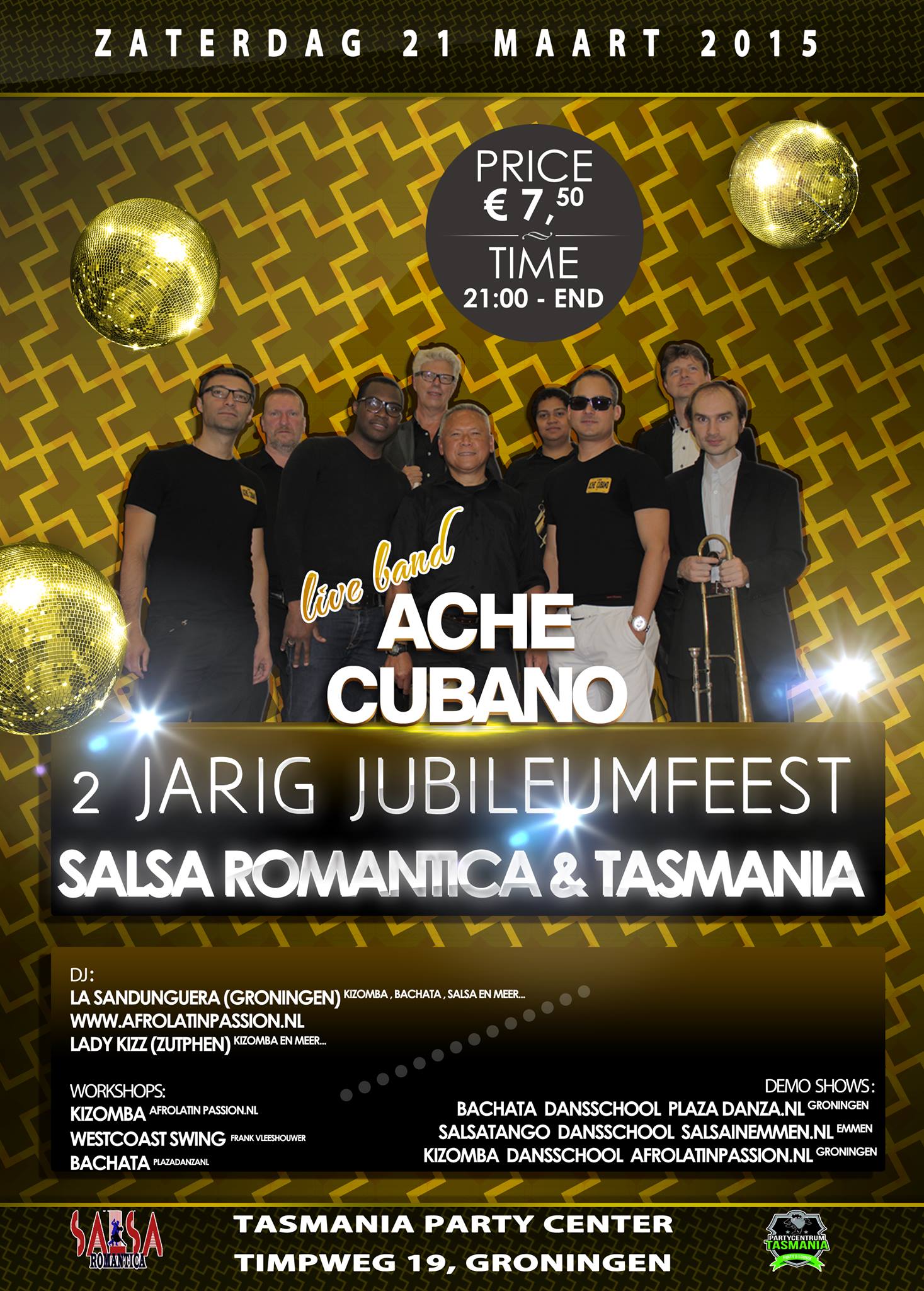 2 Jarig Jubileum Feest van Salsa Romantica met Complete Live Band Ache Cubano