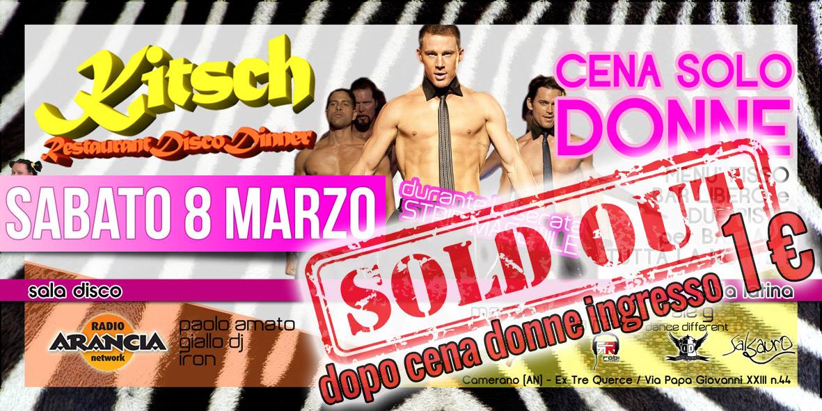 ✿✿✿ KITSCH ✿ Sabato 8 Marzo ✿ Festa della donna ✿✿✿ Dopo Cena Donna Ingresso a 1€ ✿