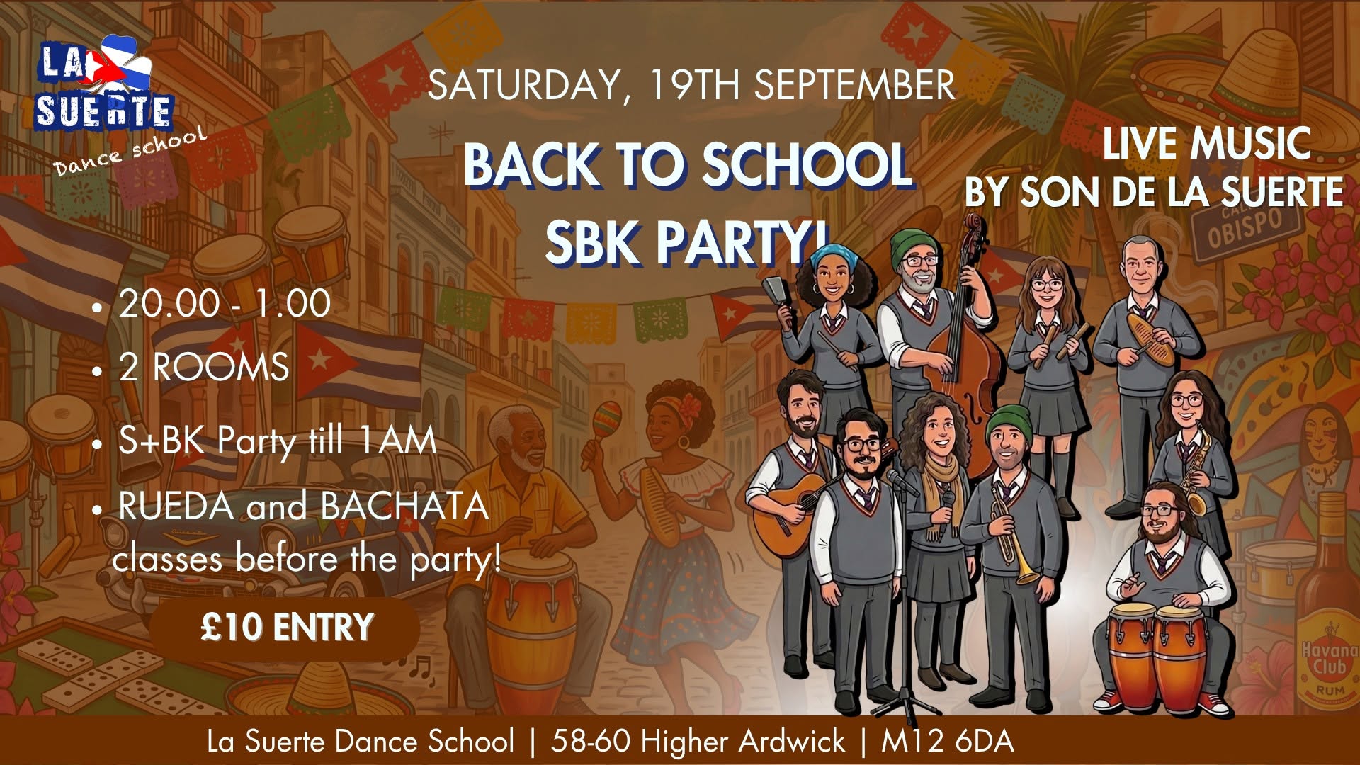 Back to school SBK Party Live music by SON DE LA SUERTE