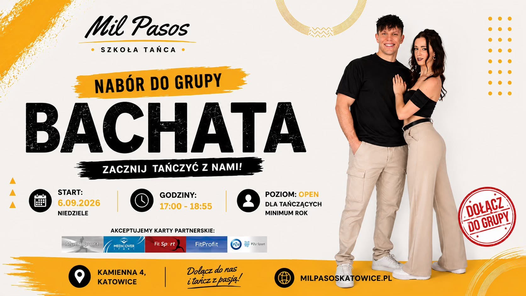 NABÓR DO GRUPY BACHATA POZIOM OPEN - 13.09.26 - NIEDZIELE 17:00-18:55!