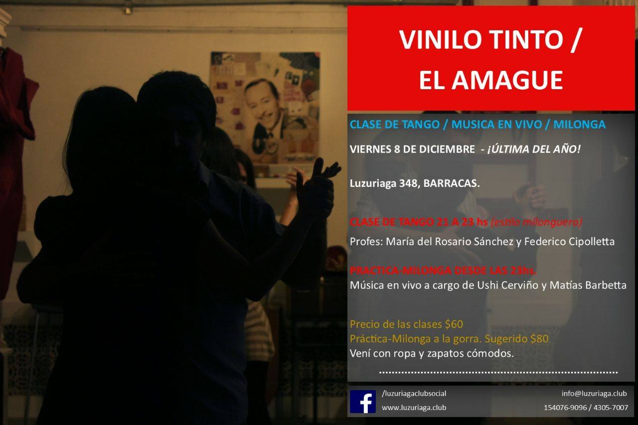 Vinilo tinto El Amague Clase de Tango Música en vivo Milonga