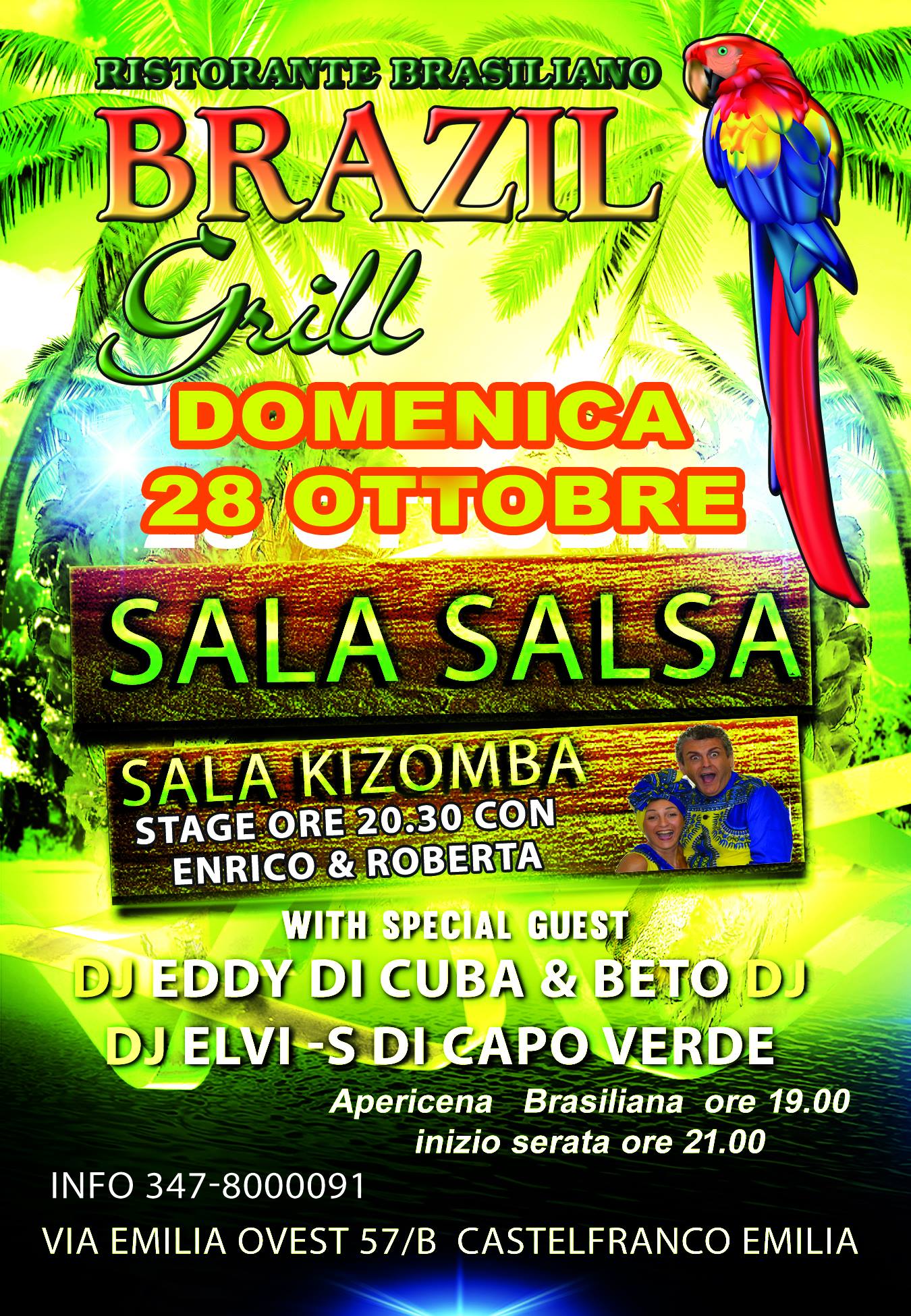 Brazil Grill Apericena Salsa e Kizomba Due piste Domenica 28 10
