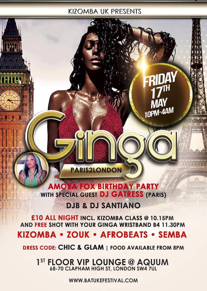 GINGA London original mixed Kizomba party w DJB & DJ Santiano