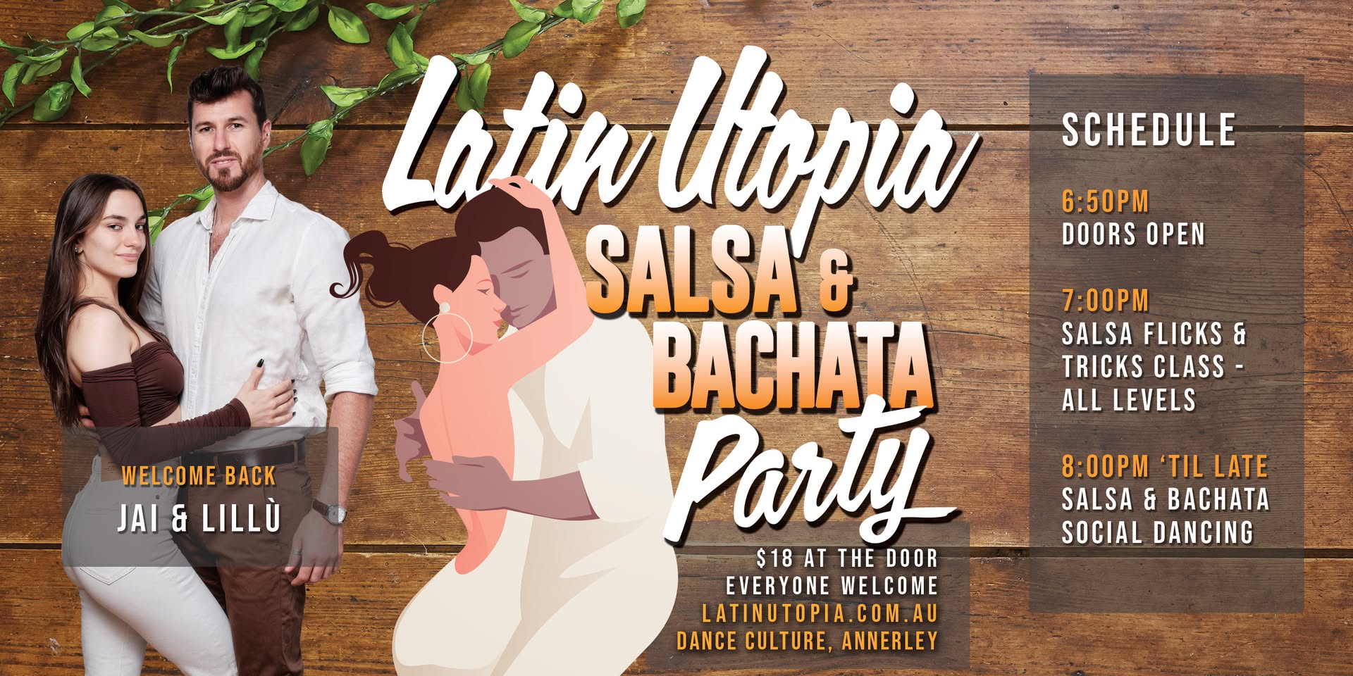 Latin Utopia Salsa & Bachata Party Including Salsa Flicks & Tricks class with Jai & Lillù