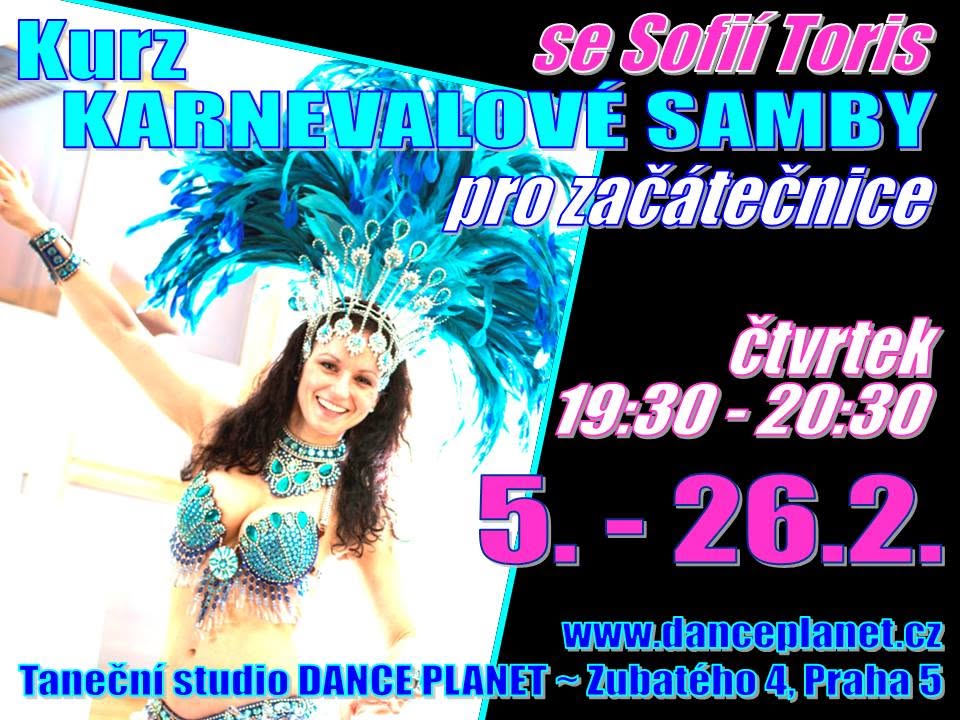 Kurz KARNEVALOVÉ SAMBY PRO ZAČÁTEČNICE se Sofií Toris