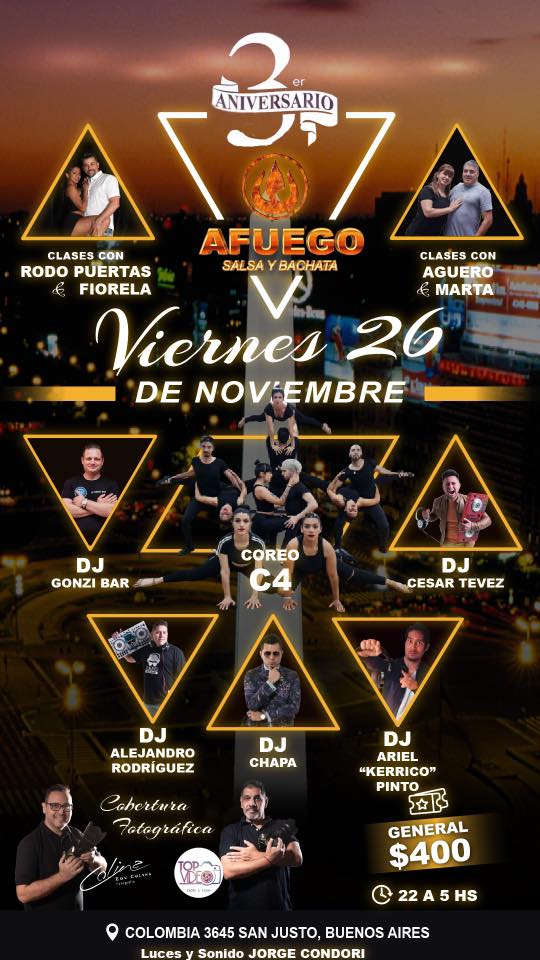 3* Aniversario Afuego Salsa y Bachata