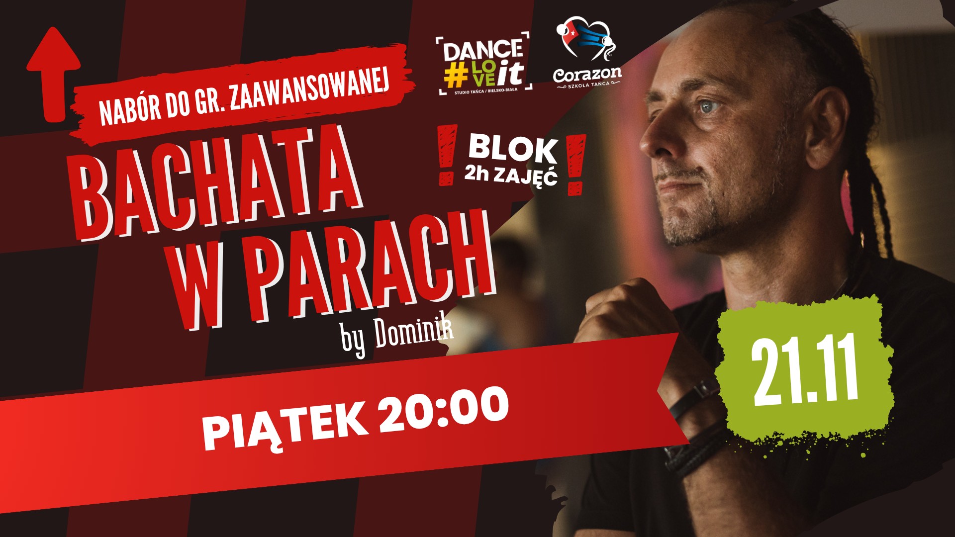 💃🕺 Bachata w parach - nabór do gr. zaawansowanej z Dominikiem
