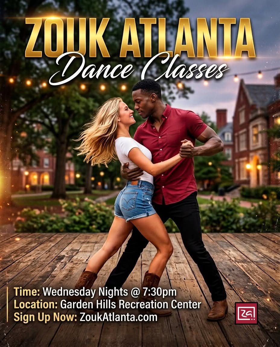 Learn to Dance at Zouk Atlanta! Buckhead Brazilian Zouk Classes & Party Beginner ↗️ Advanced ❤️