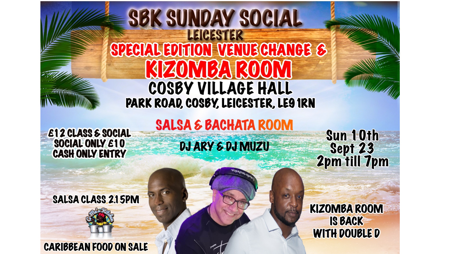 SBK SUNDAY SOCIAL LEICESTER ★☞ Sun 10th SEPT 2023 ☆☞ 2pm - 7:00pm SPECIAL EDITION COSBY VILLAGE HALL