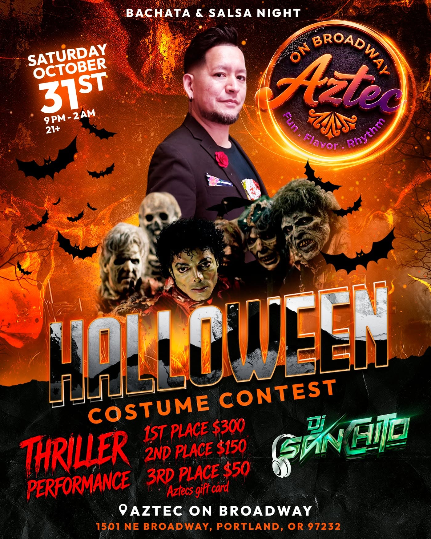 🎃 Halloween Bachata and Salsa Event at Aztecs on Broadway 🎃