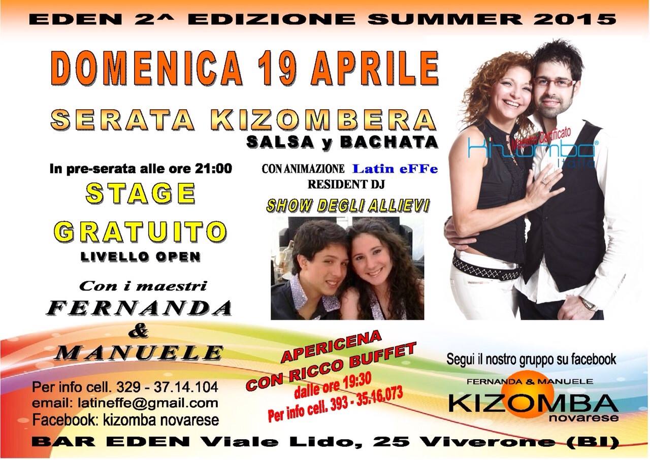 KIZOMBA 2° Edizione SUMMER 2015 all' EDEN di Viverone