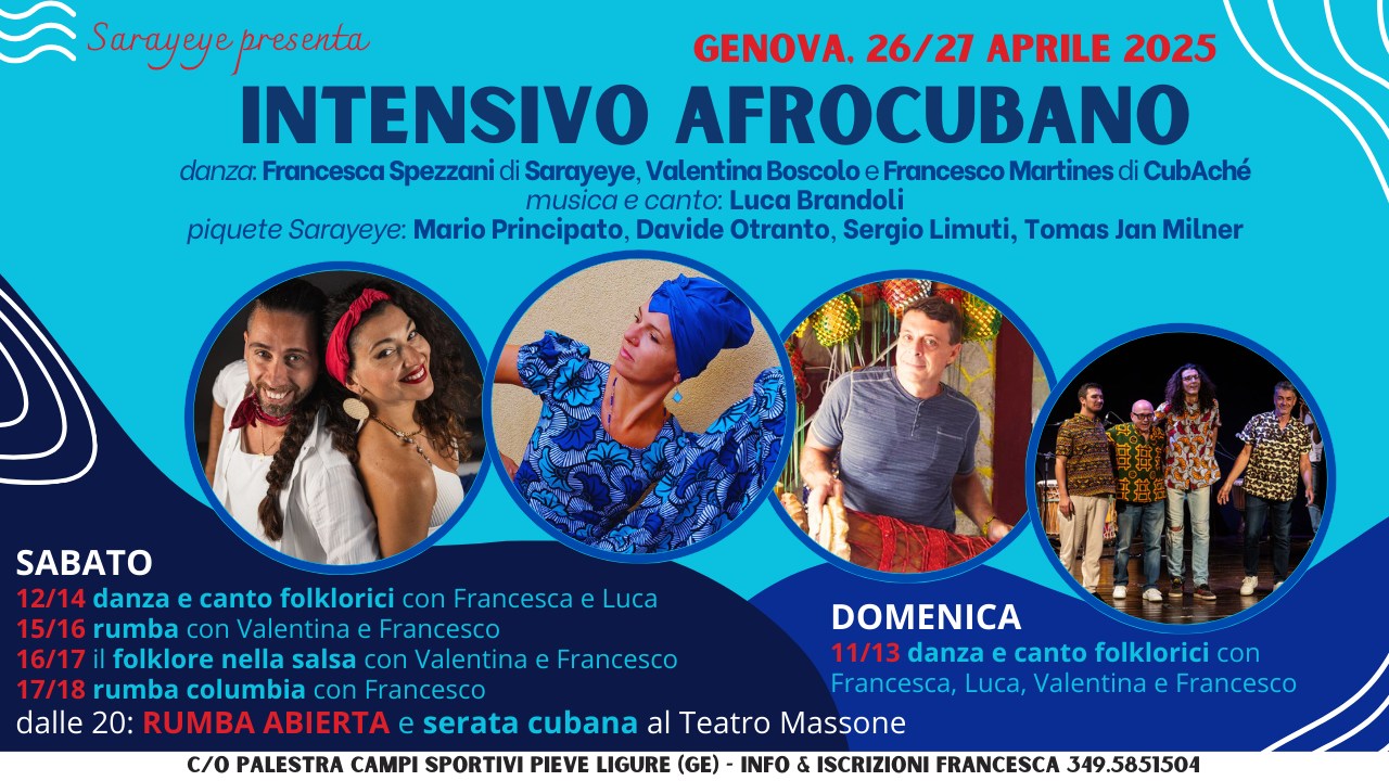 INTENSIVO AFROCUBANO 26 27 aprile a GENOVA