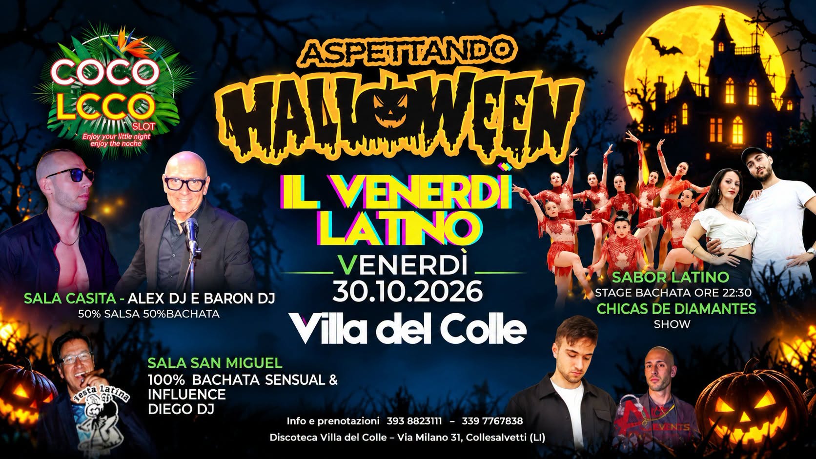 Venerdi 30 Ottobre Villa del Colle Halloween Latino