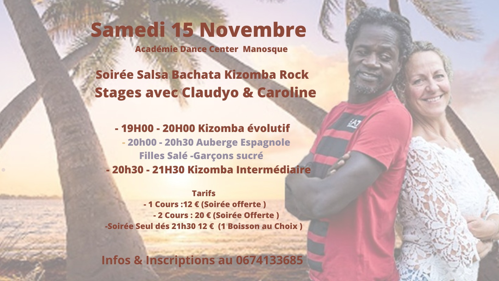 Samedi 15 Novembre Stages Kizomba & Soirée SBKR