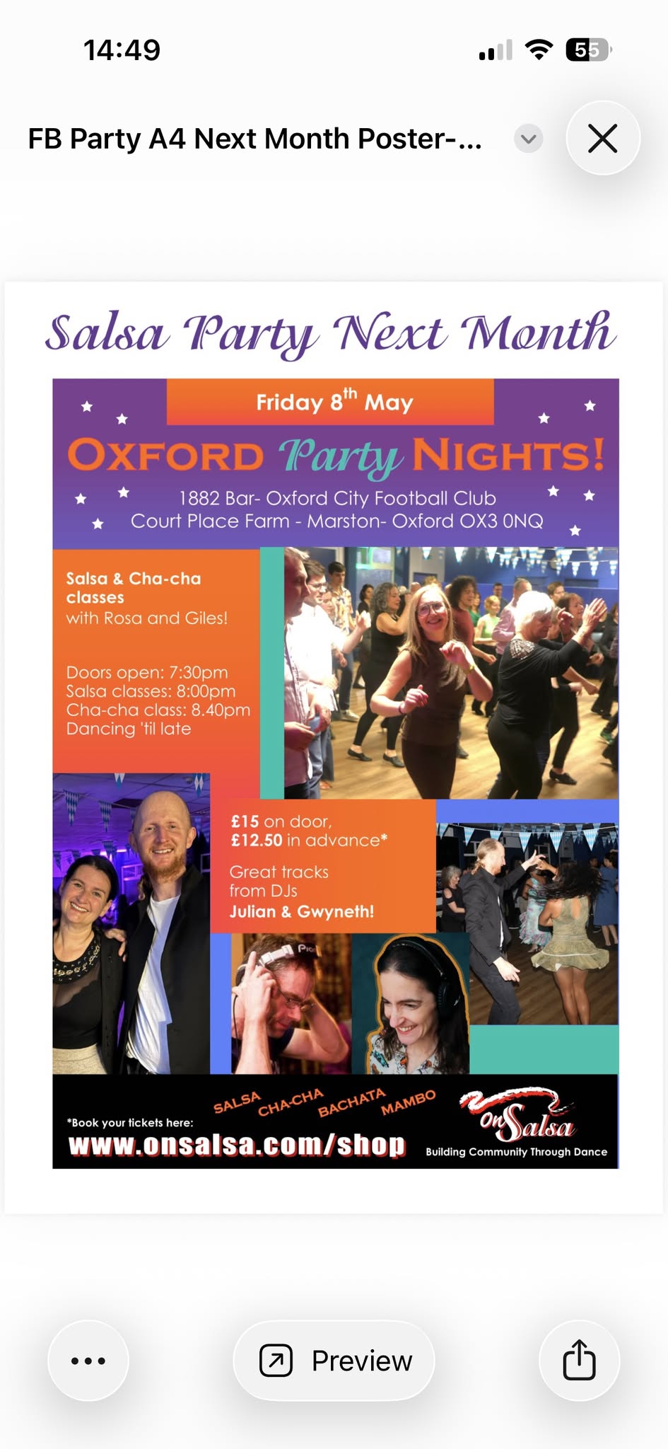 OXFORD LATIN SALSA EVENT FRIDAY 8th MAY