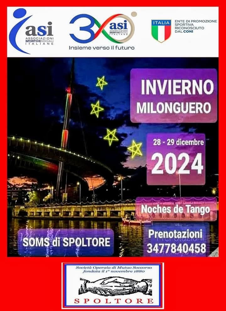 💫🌟👑 INVIERNO MILONGUERO 28 e 29 12 24 - Soms di Spoltore (PE) Dj Jose' El de Q. e Carla Debe