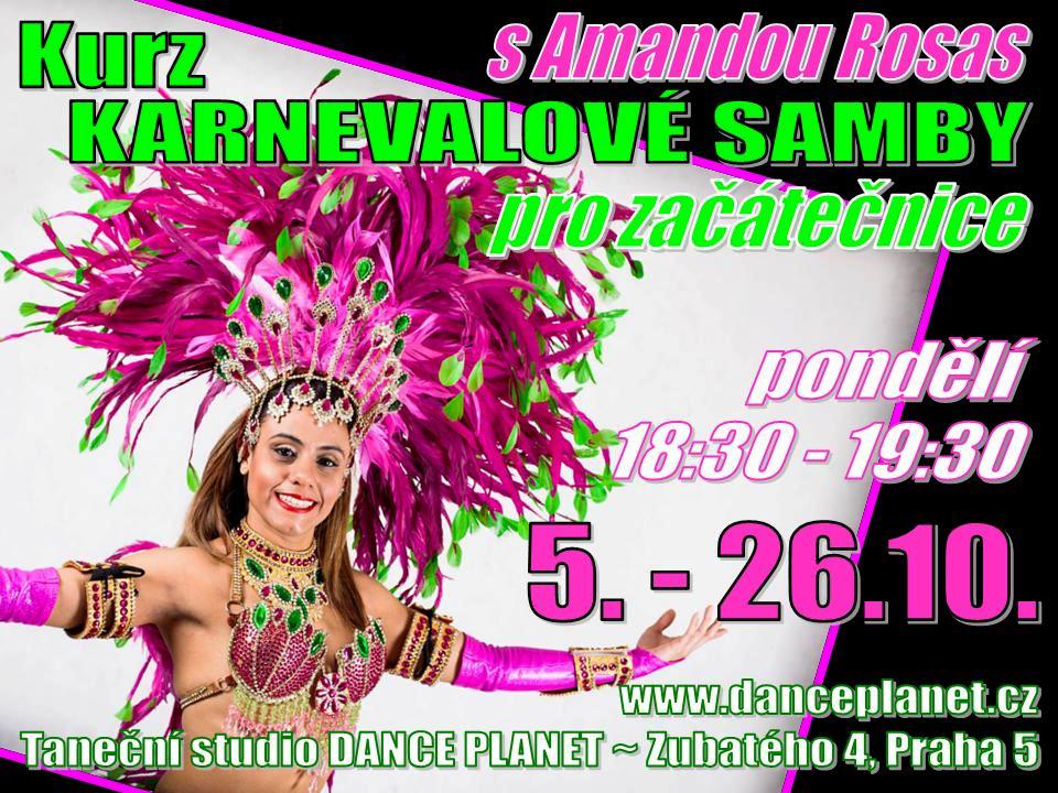 Kurz KARNEVALOVÉ SAMBY PRO ZAČÁTEČNICE s Amandou Rosas