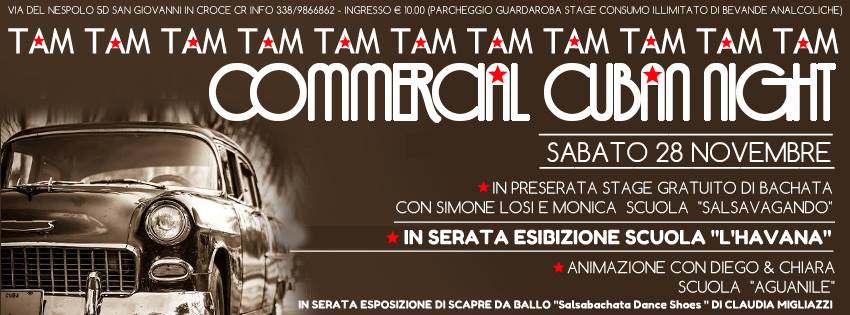 TAM TAM - SABATO 28 NOVEMBRE - COMMERCIAL CUBAN NIGHT