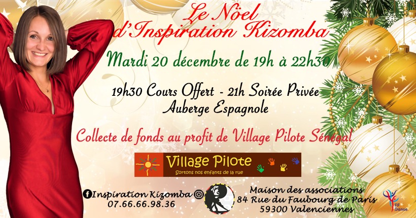 Noël par Inspiration Kizomba : Cours offert, Collecte de fonds Village Pilote, Soirée & Repas