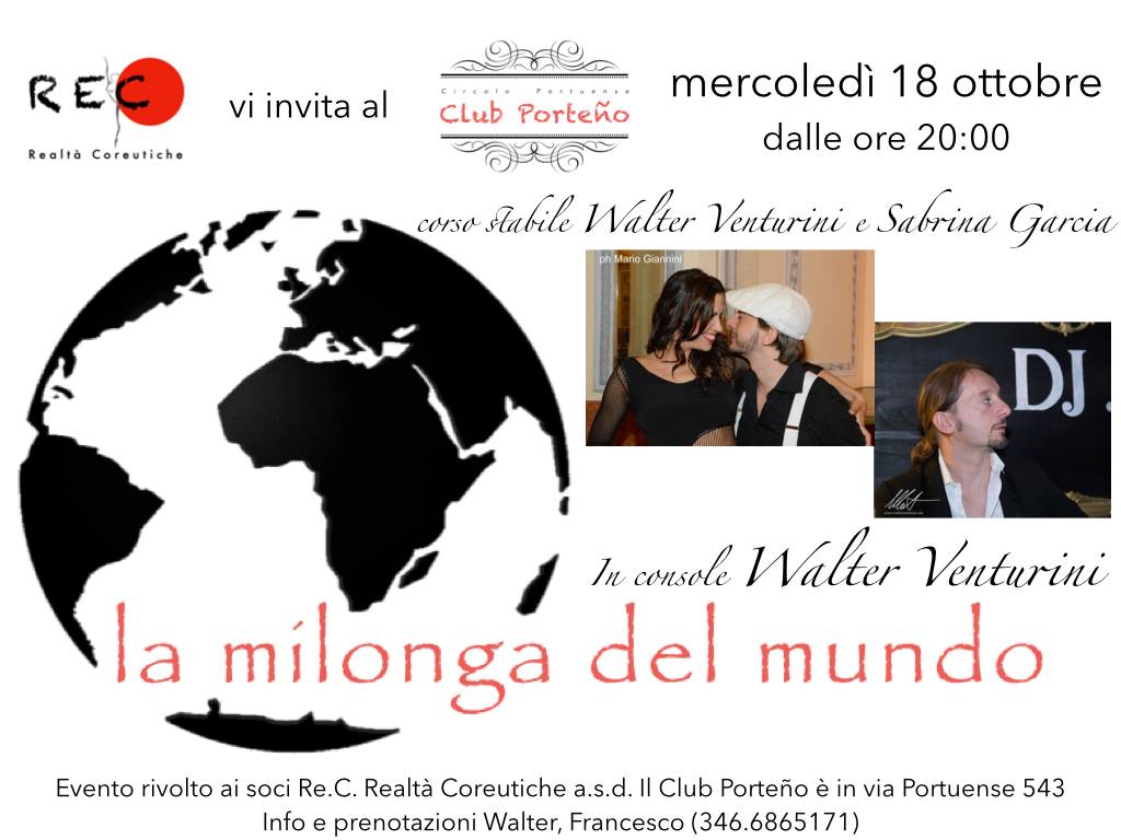 Mer 18 10 Milonga del Mundo con Walter Venturini in console