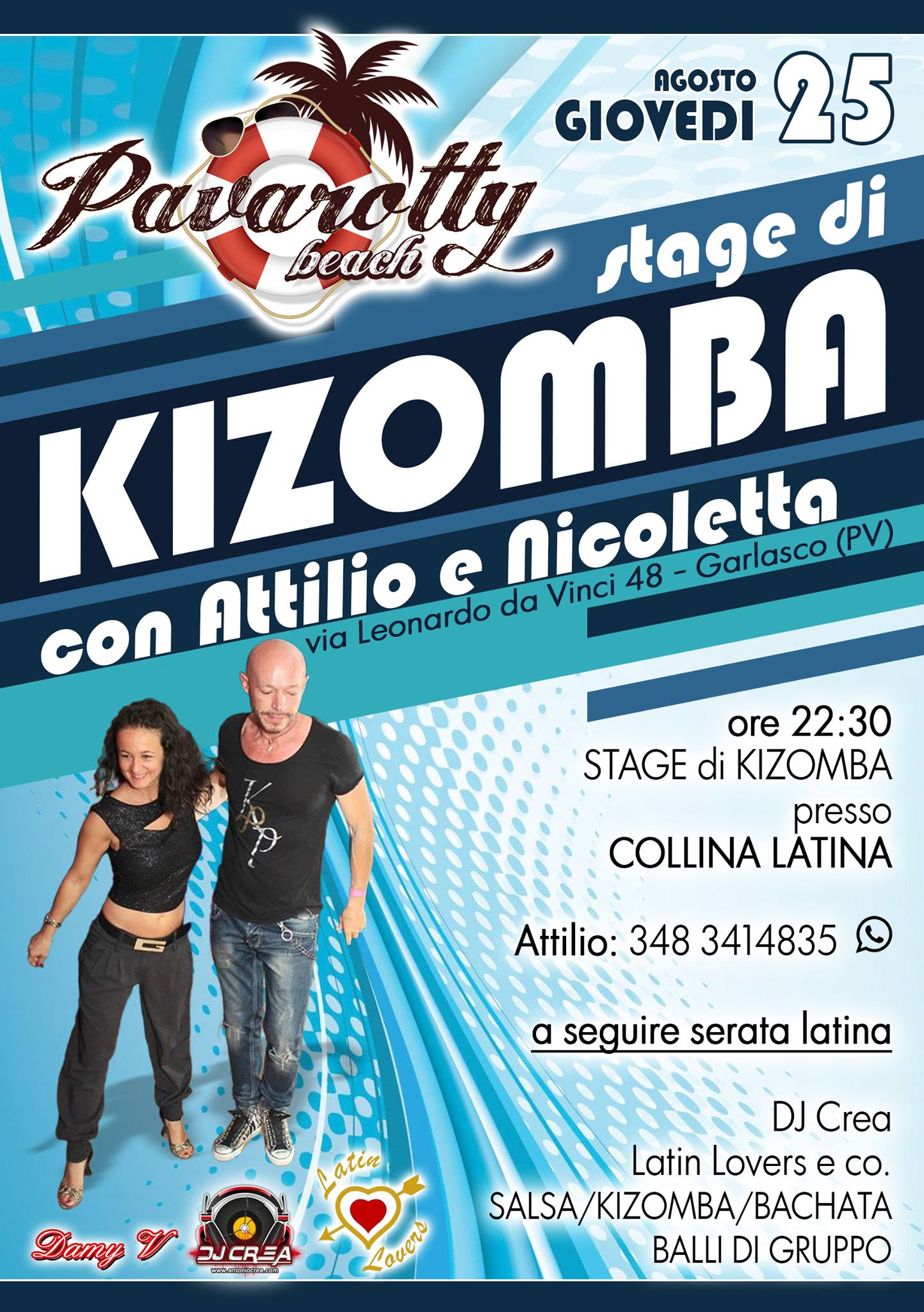 Giovedì 25 Agosto Stage di Kizomba al Pavarotty di Garlasco