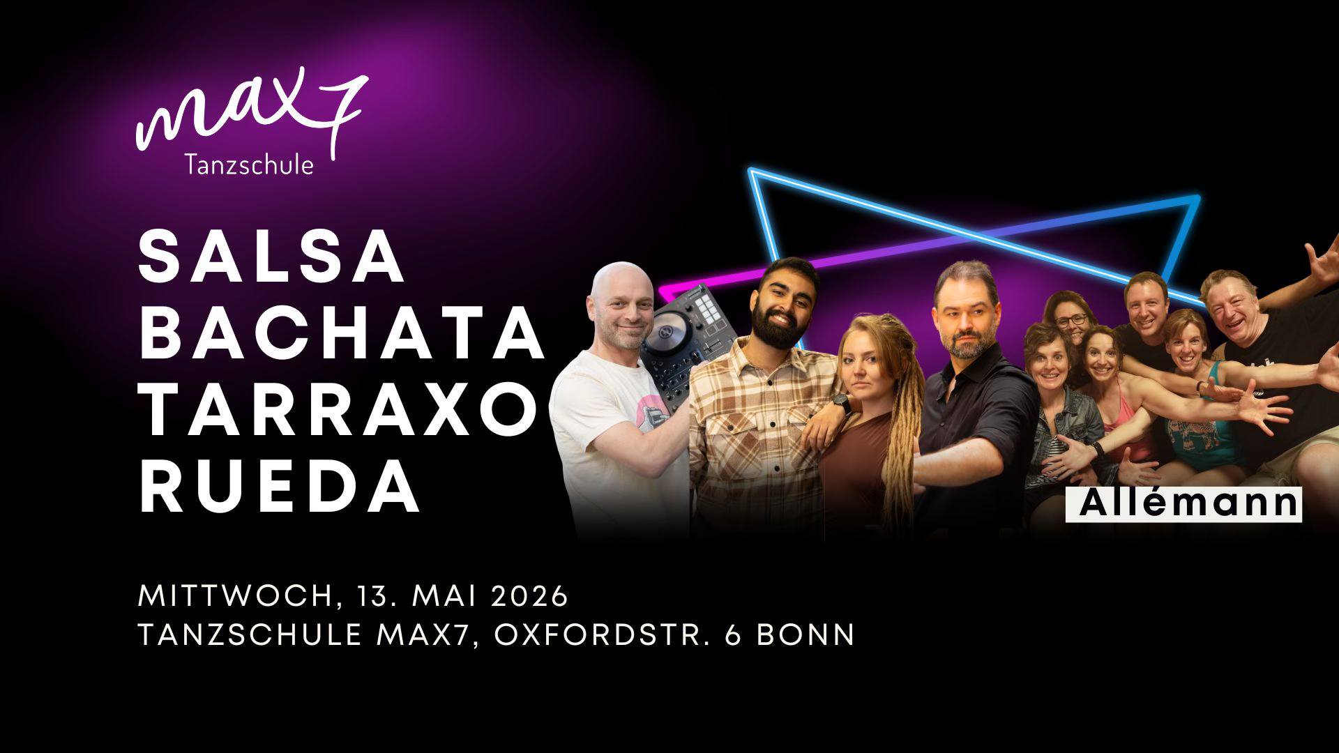 Salsa Bachata Tarraxo Rueda Workshops & Party