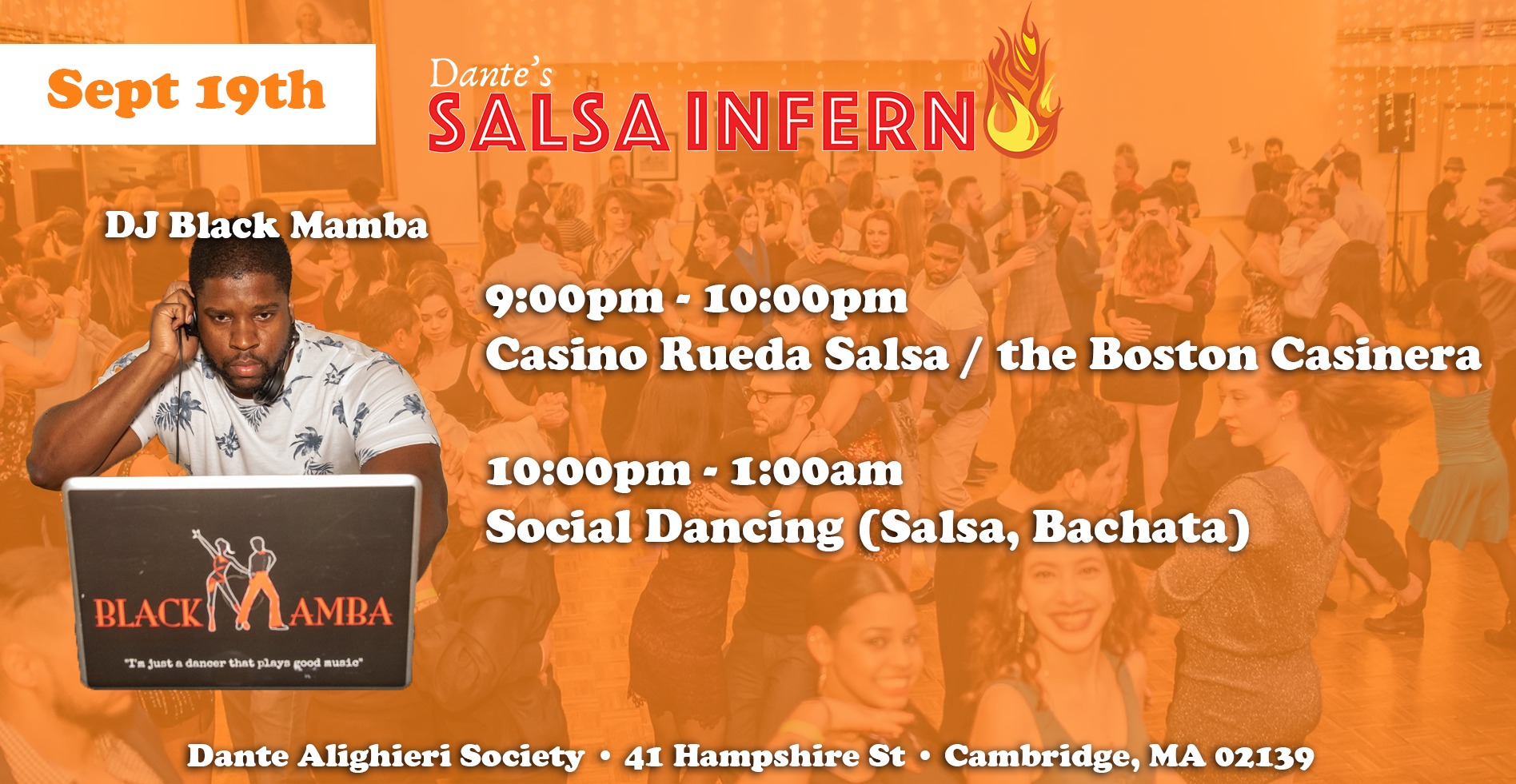 Dante's Salsa Inferno Sept 19th Salsa Bachata Dance Social w DJ Black Mamba