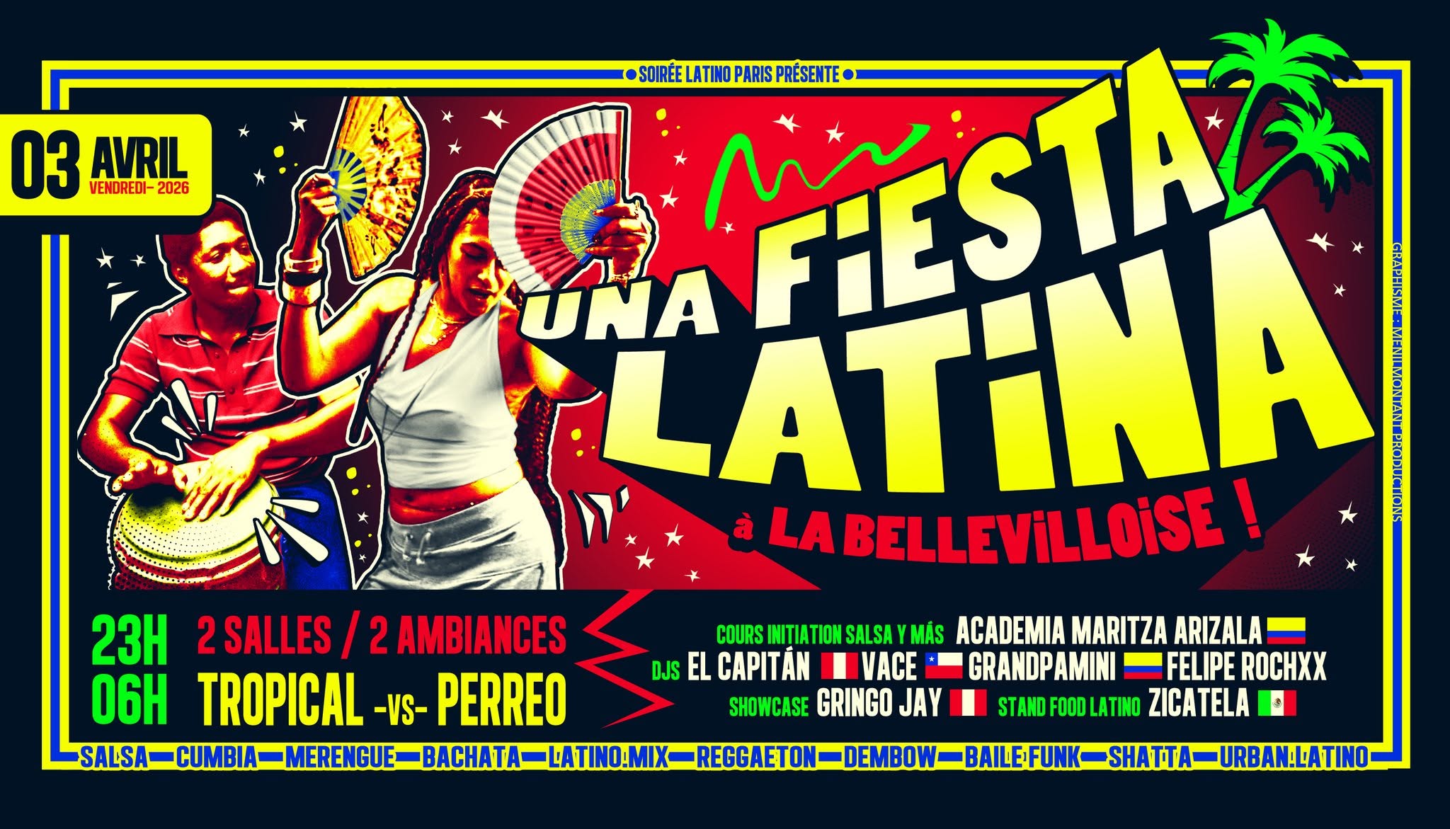 UNA FIESTA LATiNA à LA BELLEViLLOiSE ☀️🏝️ 03 04 26 🎉 2 SALLES : Tropical -vs- Perreo