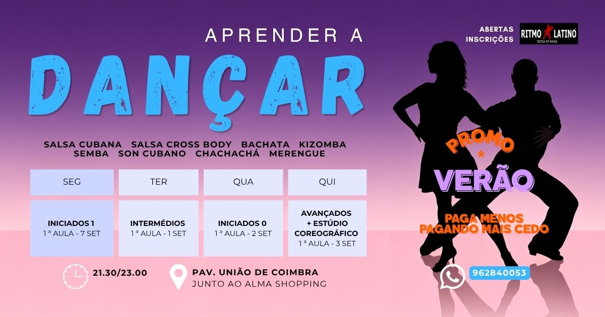 1ª Semana de Aulas - ESCOLA de DANÇA RITMO LATINO - Ano Letivo 2026-27