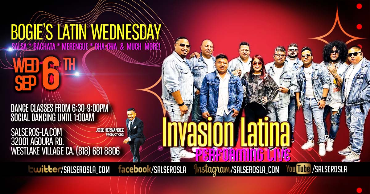 Invasion Latina performing live Salsa and Bachata at Bogies Latin Wednesdays!