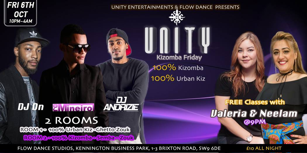 Unity:100% Kizomba 100% Urban Kiz Night + Free Classes at 9pm