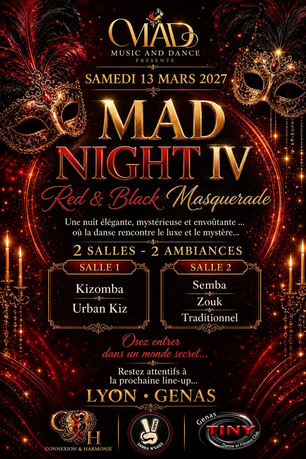 ⚜️MAD NIGHT IV KIZOMBA Red & Black Masquerade⚜️
