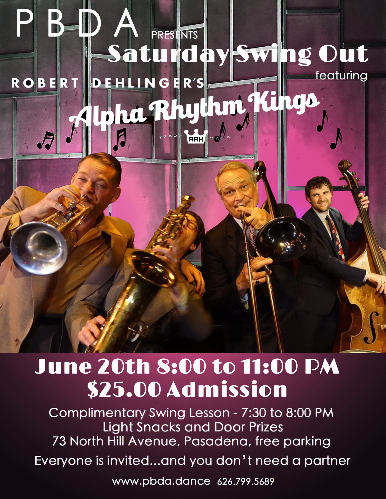 Yay! Rob Dehlinger's ALPHA RHYTHM KINGS (from San Francisco) THIS SATURDAY NIGHT, JUNE 20th at PBDA!