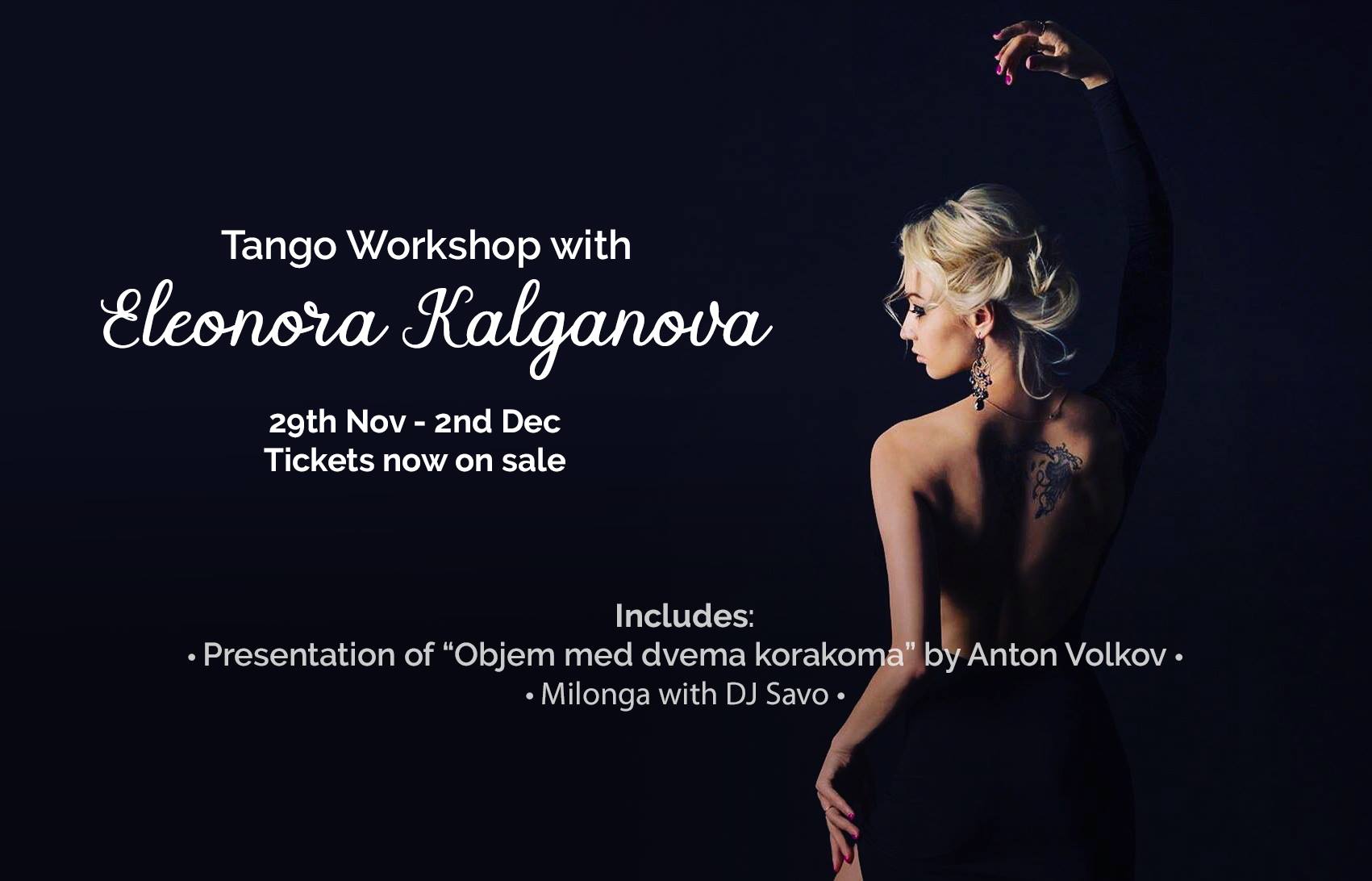 Tango Workshop w Eleonora Kalganova + Milonga on 02 12 2018