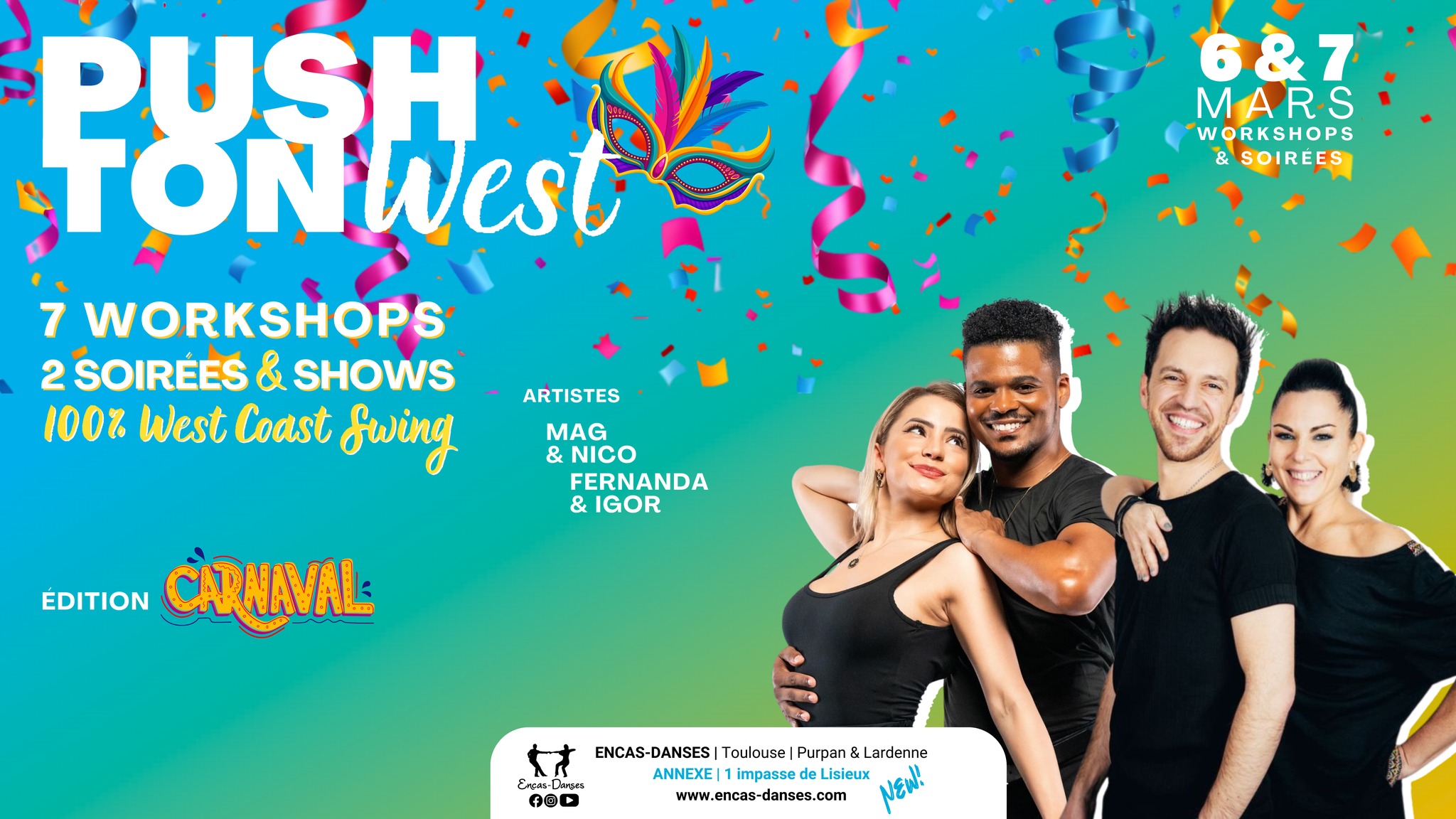 PUSH'TON WEST : Workshops + Soirée Dansante 100% West Coast Swing - Toulouse