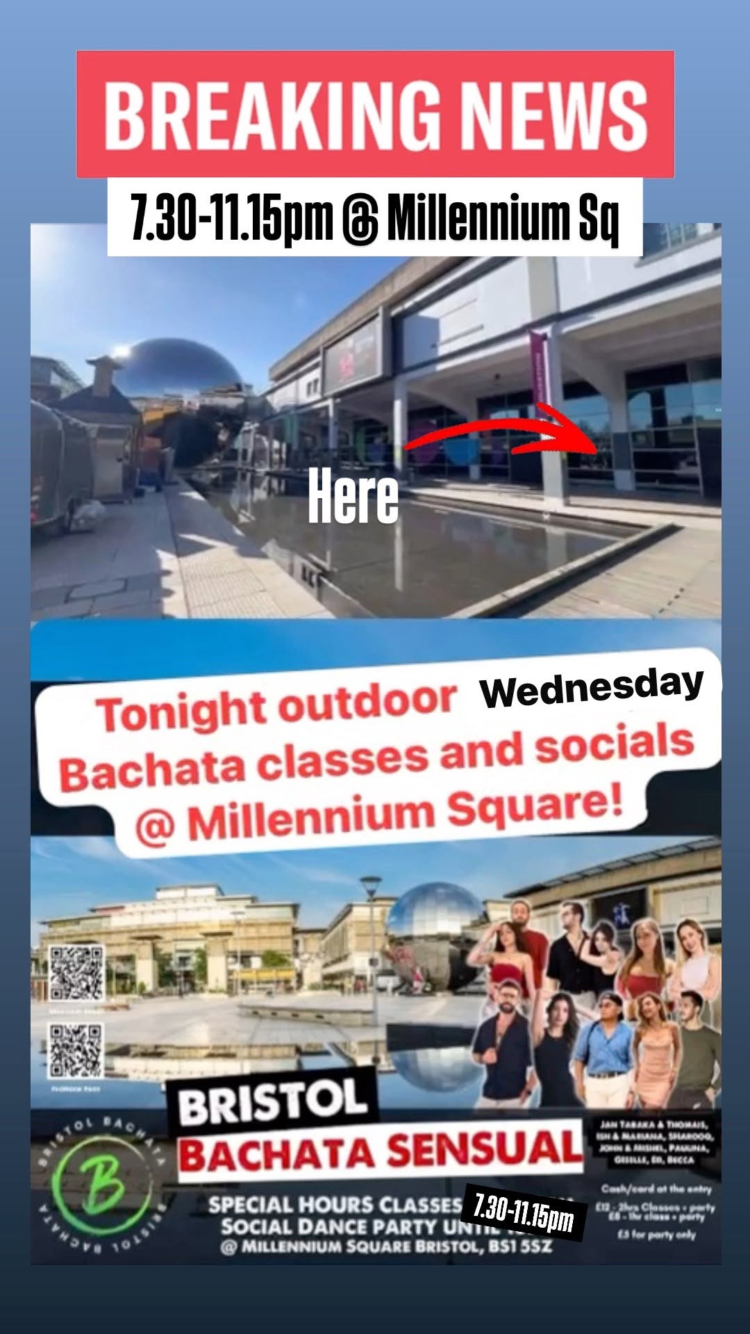 💚🌞 Special Outdoors Bristol Bachata dancing @ Millennium Square 💃🕺